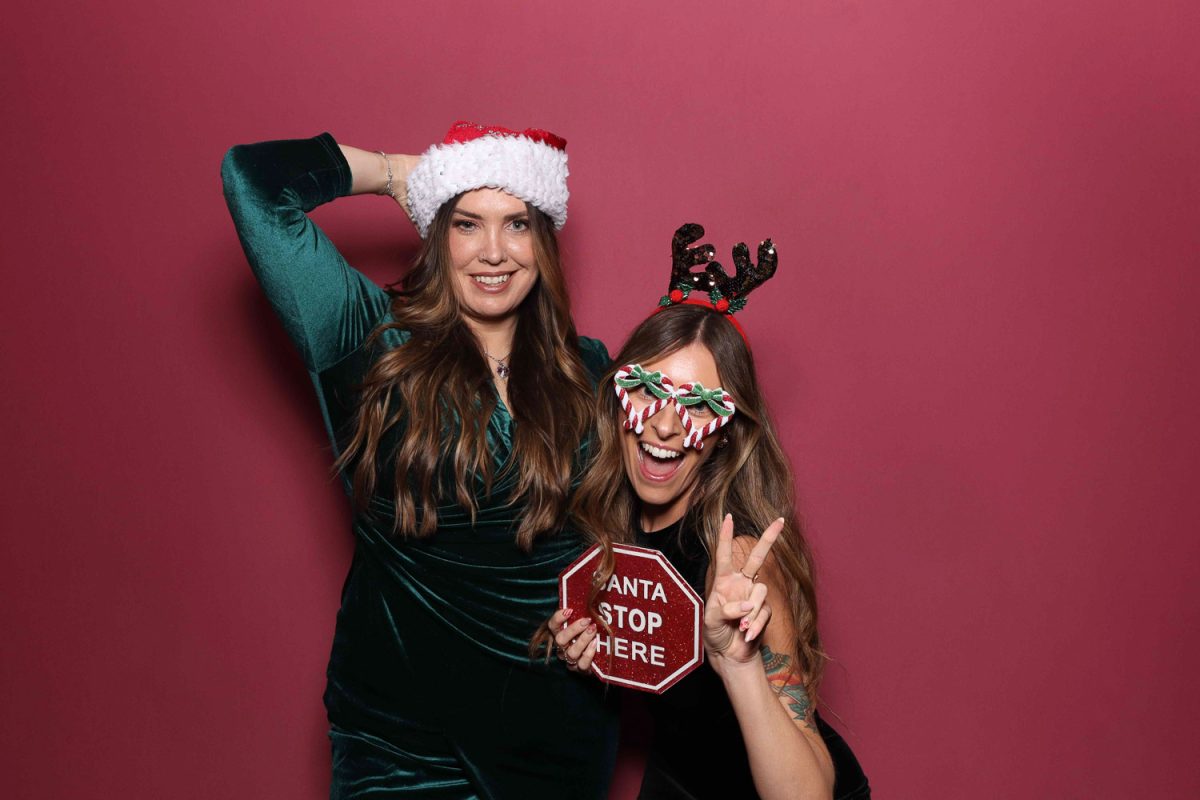 FEMALE GUESTS IN ICON PHOTO BOOTH, CHRIST PARTY AT YORK RACECOURSE, PHOTO BOOTH HIRE NORTH YORKSHIRE, PHOTO BOOTH HIRE YORKSHIRE